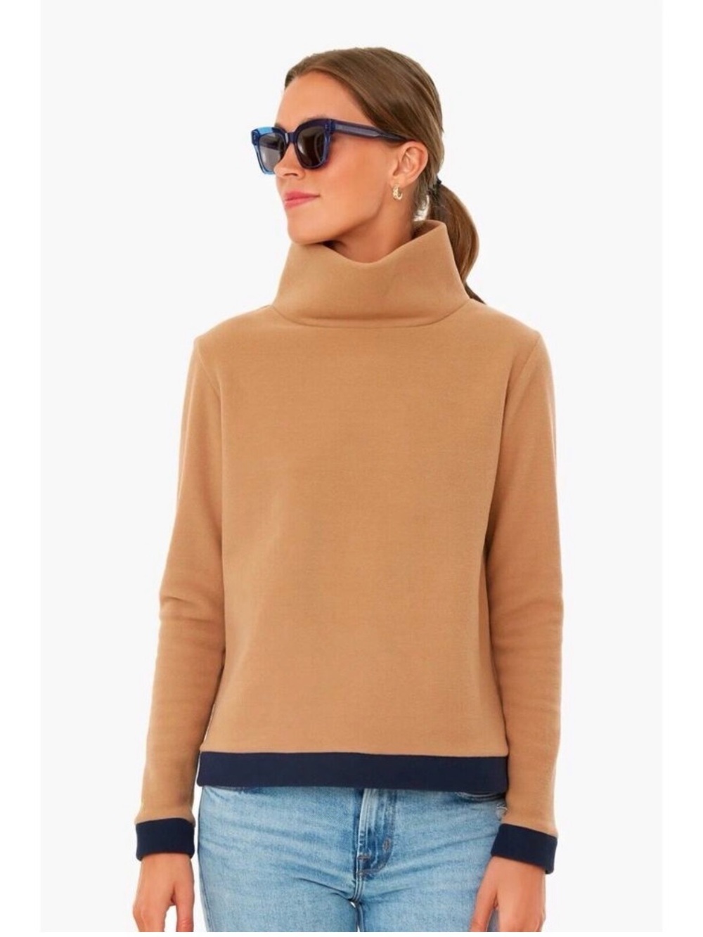 Tuckernuck x Dudley Stephens Camel and Navy Park Slope Pullover